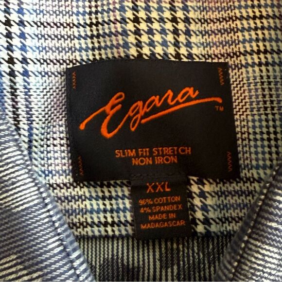 Egara Blue Striped Floral Print Casual Button Up Shirt Flip Cuffs Size XXL - Picture 6 of 7